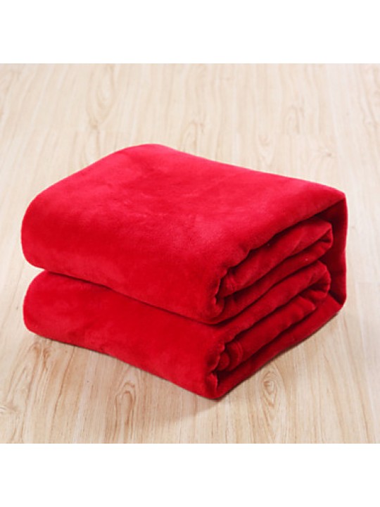 220*240cm Solid Color Plaids Flannel Fleece Blanket