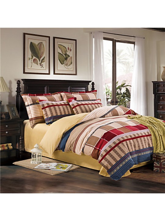  Jet Sanding Thick Cotton 4 Piece Quilt Cotton Linens Kit Full/Queen/King/C-King Size Bedding Set