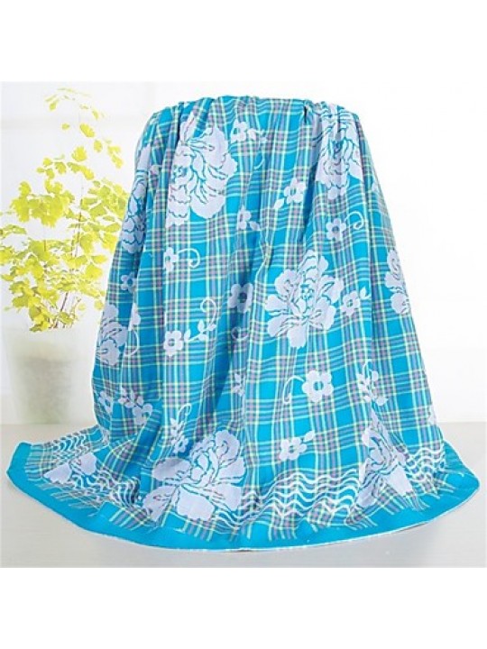 Knitted Multi-color Floral Full Cotton Blanket W59" by L79"
