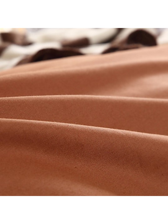 Two-Tone Bedsheet Pillowcases Duvet Cover(Canary+Coffee)