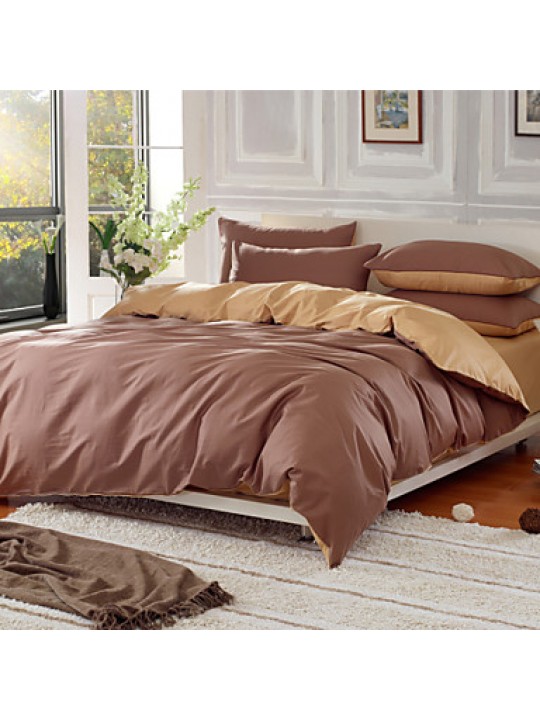 Solid Cotton 4 Piece Duvet Cover Sets