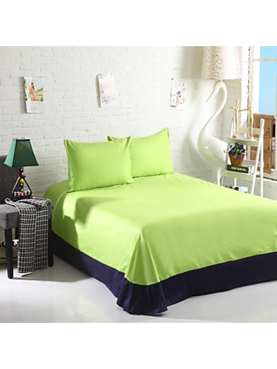 Two-Tone Bedsheet Pillowcases Duvet Cover(Blue+Green)