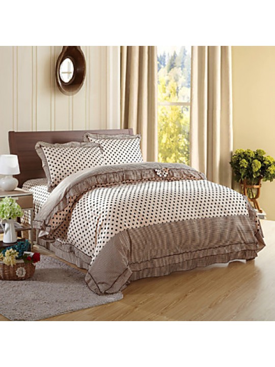 Fashion Life,High-end Full Cotton Reactive Printing Stripe Contemporary Bedding Set 4PC, FULL/Queen Size