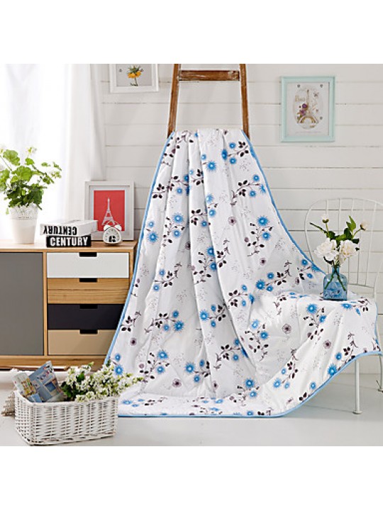 Floral / Botanical Printed 100% Mulberry Silk Quilt for Summer Air Conditioner Room W59"×L79"(W150 x L200cm)