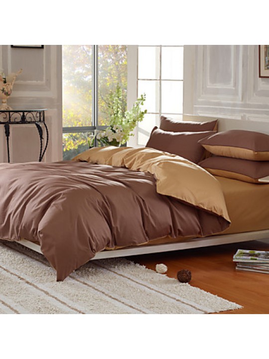 Solid Cotton 4 Piece Duvet Cover Sets
