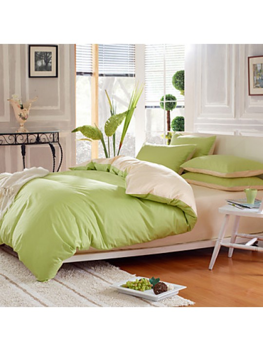 Solid Cotton 4 Piece Duvet Cover Sets