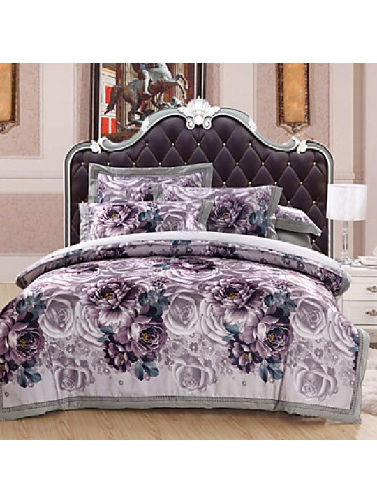 Floral Cotton 4 Piece Duvet Cover Sets