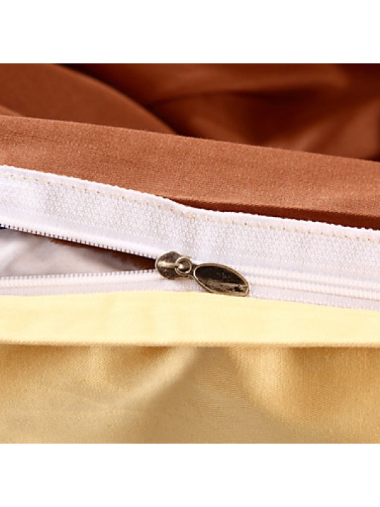 Two-Tone Bedsheet Pillowcases Duvet Cover(Canary+Coffee)