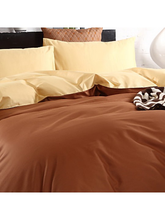 Two-Tone Bedsheet Pillowcases Duvet Cover(Canary+Coffee)