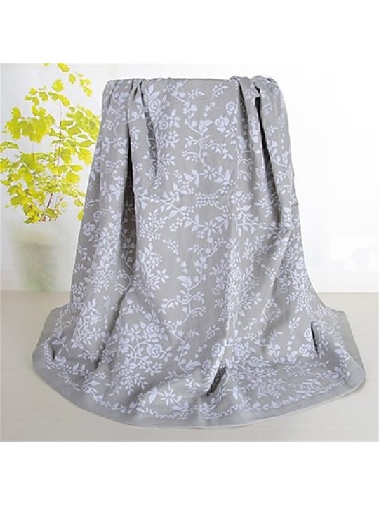 Knitted Multi-color Floral Full Cotton Blanket W59" by L79"