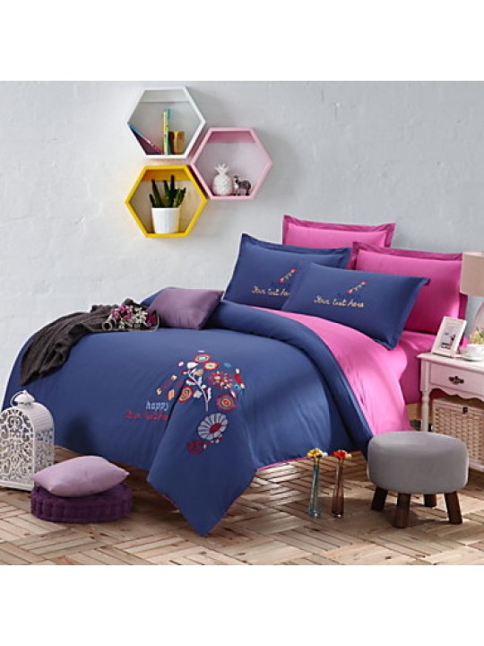 Yuxin庐Advanced Embroidery Cotton Four- PieceActivity of Printing And Dyeing Plain Kitfor Queen/King Size