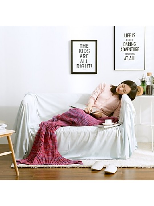 Mermaid Knitted Solid Blanket Acrylic Fiber Super Soft 55"*23.6"