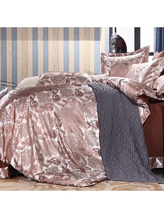 Leaf Faux Silk 4 Piece Duvet Cover Sets