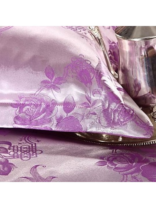 Leaf Faux Silk 4 Piece Duvet Cover Sets