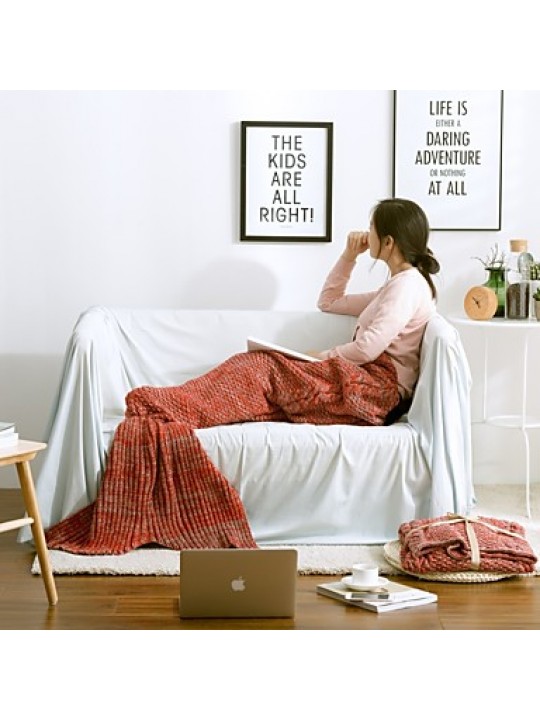 Mermaid Knitted Solid Blanket Acrylic Fiber Super Soft 55"*23.6"