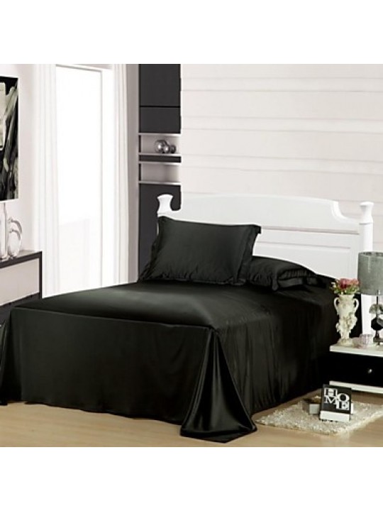 Solid Faux Silk 4 Piece Duvet Cover Sets