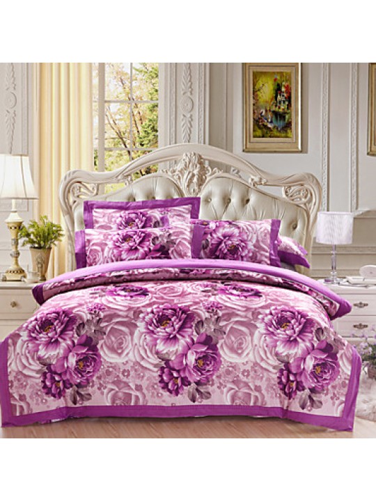Floral Cotton 4 Piece Duvet Cover Sets
