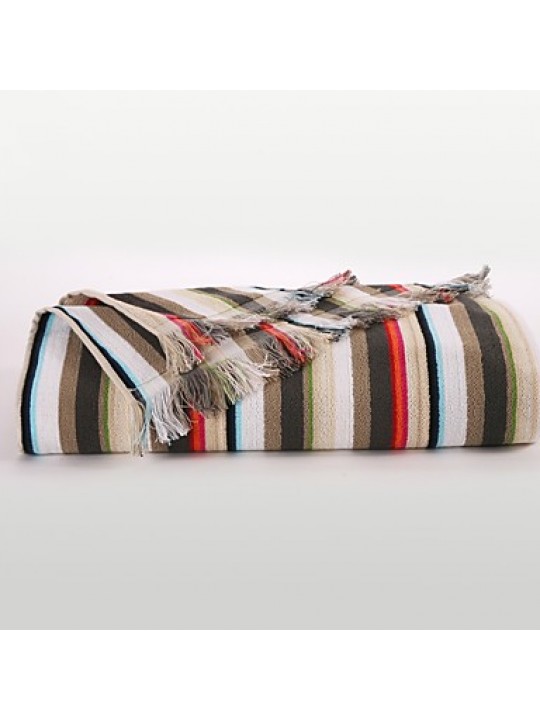 Morden Style 1 PC Full Cotton Thickening Blanket 59" by 79" Stripe Pattern