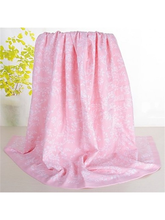 Knitted Multi-color Floral Full Cotton Blanket W59" by L79"