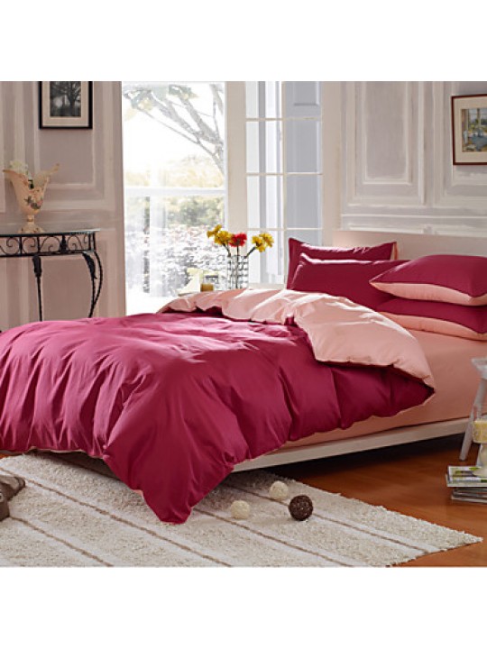 Solid Cotton 4 Piece Duvet Cover Sets