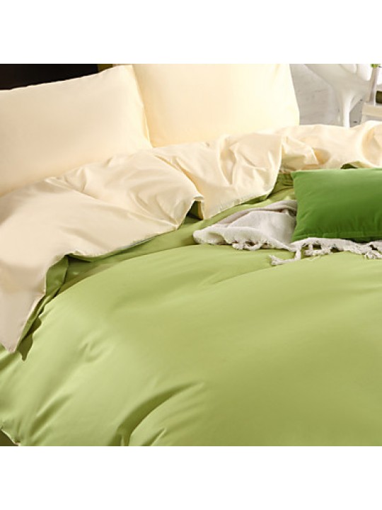 Two-Tone Bedsheet Pillowcases Duvet Cover(Canary+Green)