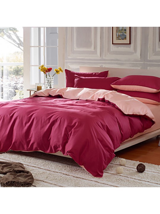 Solid Cotton 4 Piece Duvet Cover Sets