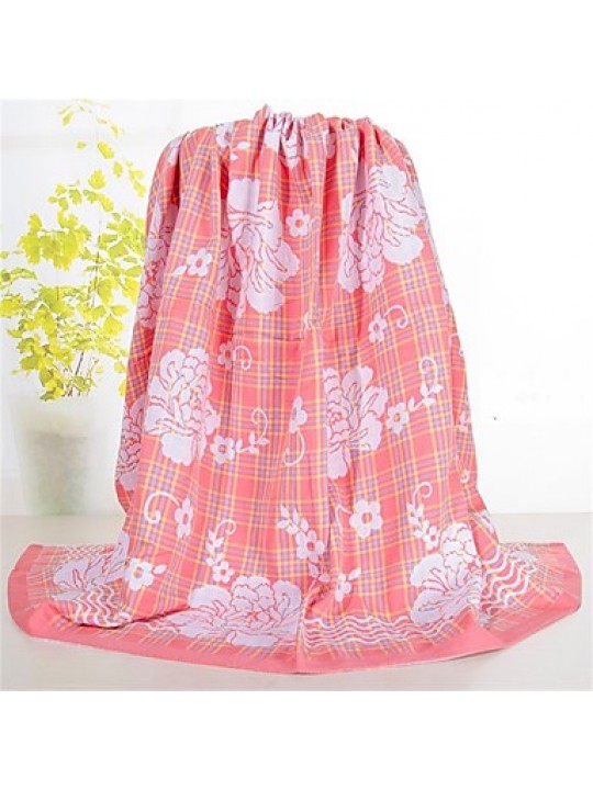 Knitted Multi-color Floral Full Cotton Blanket W59" by L79"