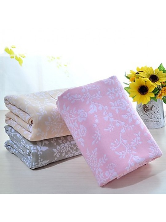 Knitted Multi-color Floral Full Cotton Blanket W59" by L79"