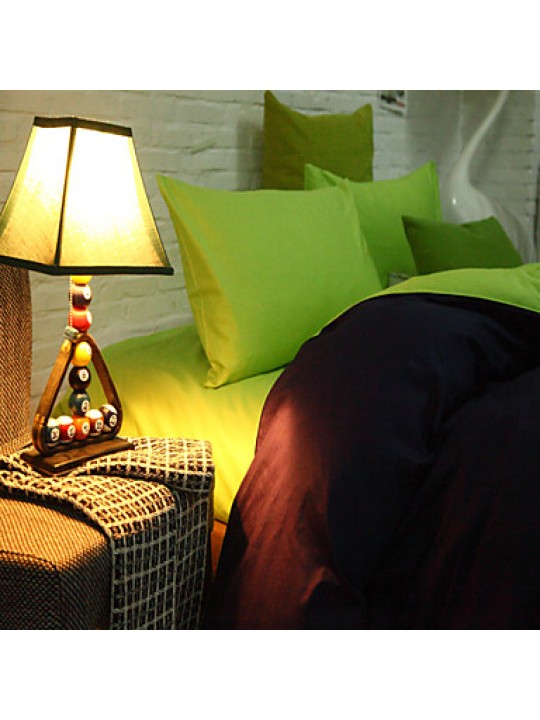 Two-Tone Bedsheet Pillowcases Duvet Cover(Blue+Green)