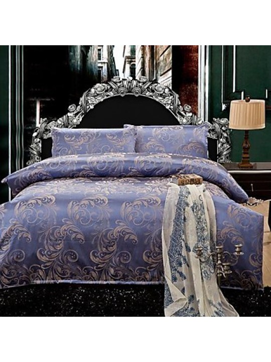 Floral Silk/Cotton Blend 4 Piece Duvet Cover Sets