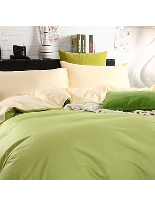 Two-Tone Bedsheet Pillowcases Duvet Cover(Canary+Green)
