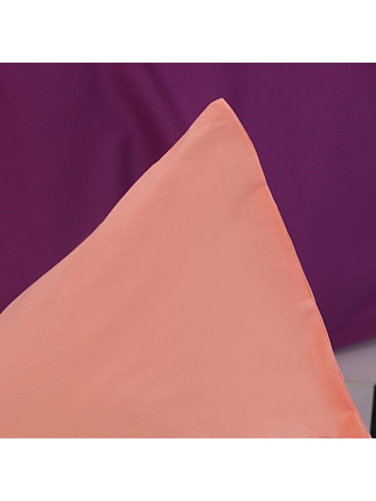 Two-Tone Bedsheet Pillowcases Duvet Cover(Purple+Pink)
