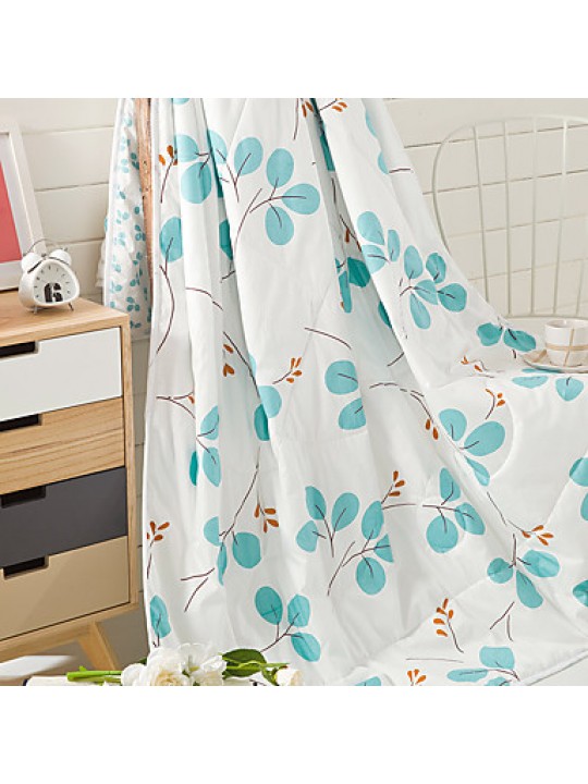 LeafPrinted 100% Mulberry Silk Filling Cotton Summer Quilt W150 x L200cm