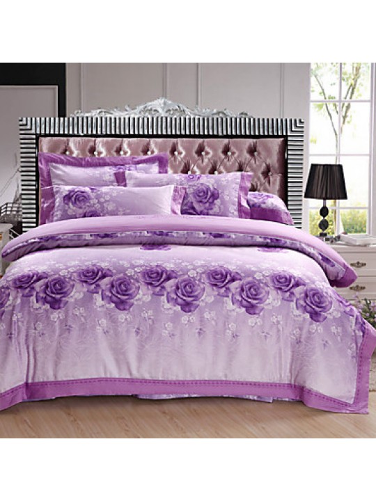 Floral Cotton 4 Piece Duvet Cover Sets