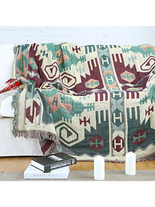 Green Cotton Check Thickening Line Decorative Carpet Sofa Towel Blanket