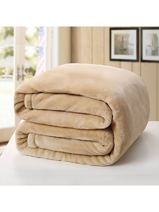 220*240cm Solid Color Plaids Flannel Fleece Blanket