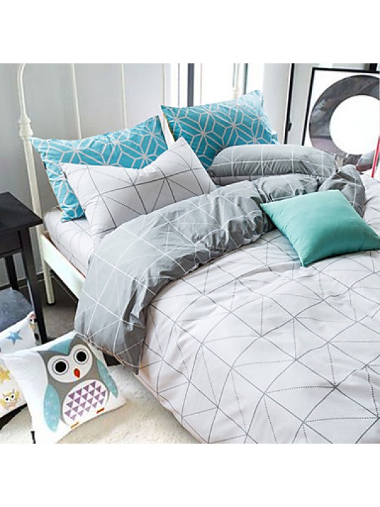Reactive Printing 4pcs Bedding Fresh Set Bedsheet Duvet Cover Pillowcase Home Textile Bed Clothes