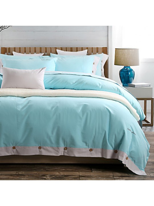 100% Cotton sanding 4 Piece Simple Home Theme Duvet Cover Set with 1 Flat sheet 2 Pillow cases