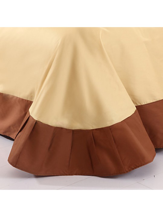 Two-Tone Bedsheet Pillowcases Duvet Cover(Canary+Coffee)