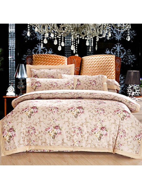 Floral Cotton 4 Piece Duvet Cover Sets