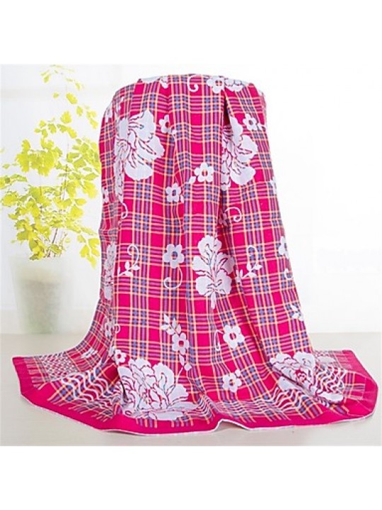 Knitted Multi-color Floral Full Cotton Blanket W59" by L79"