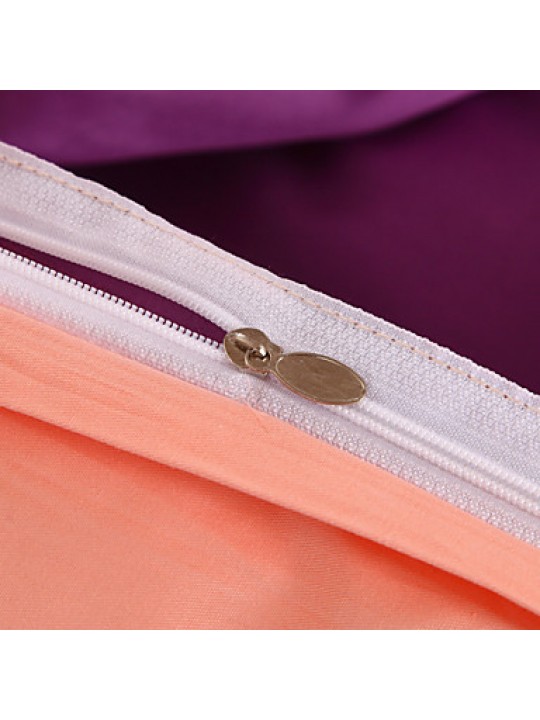 Two-Tone Bedsheet Pillowcases Duvet Cover(Purple+Pink)