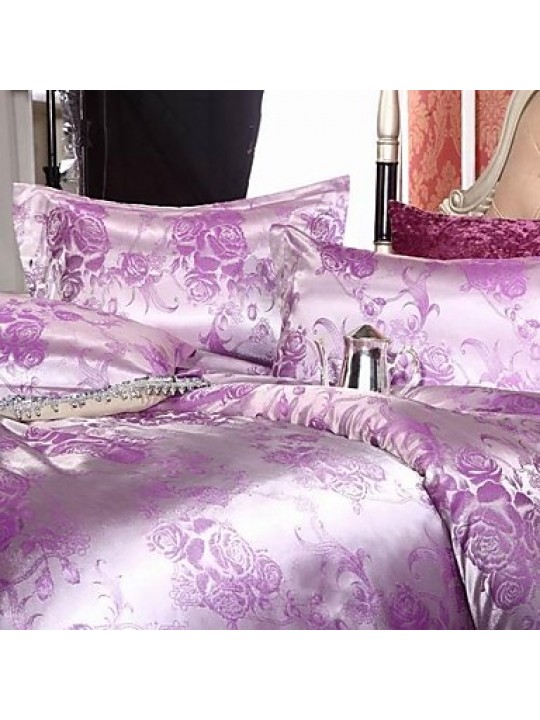 Leaf Faux Silk 4 Piece Duvet Cover Sets