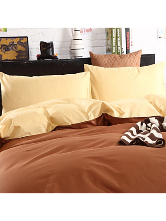 Two-Tone Bedsheet Pillowcases Duvet Cover(Canary+Coffee)