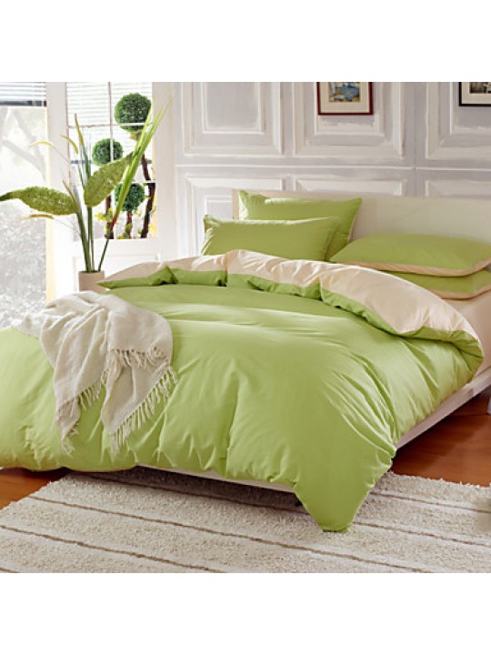 Solid Cotton 4 Piece Duvet Cover Sets